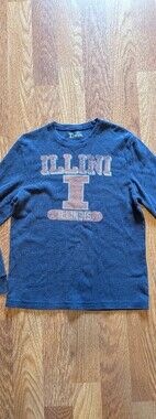 Illinois Illini XL Navy Blue Thermal Crew Neck Shirt